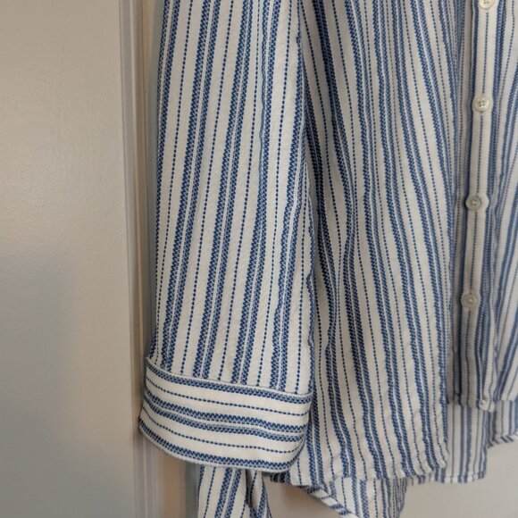 J. Crew Shirt Women's Size XS Blue White Stripes Tie-sleeve Button-up #L2052 - Picture 11 of 16